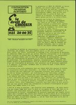 AGoF 174.1: Plakat "Contraception Grossesse Avortement, le droit de choisir, téléphone-information"